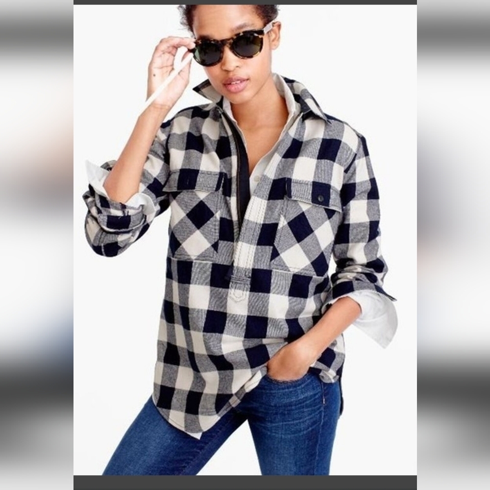 J.Crew Navy and White Checkered Shirt - Picture 2 of 11